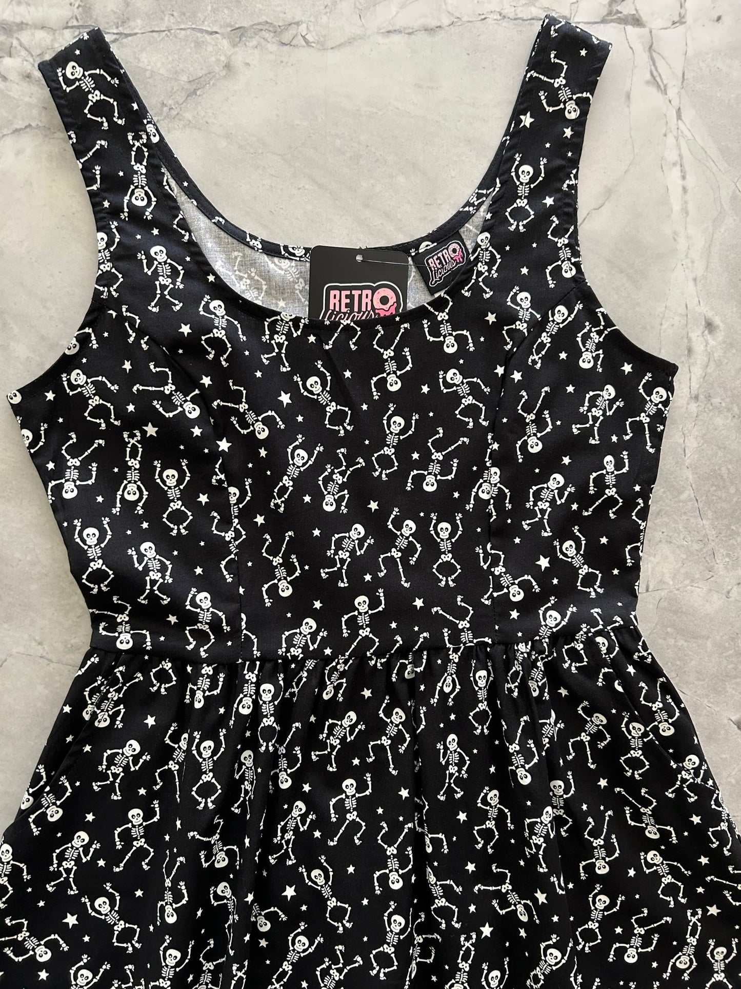 Glow in the Dark Dancing Skeletons Fit & Flare Dress - XS only