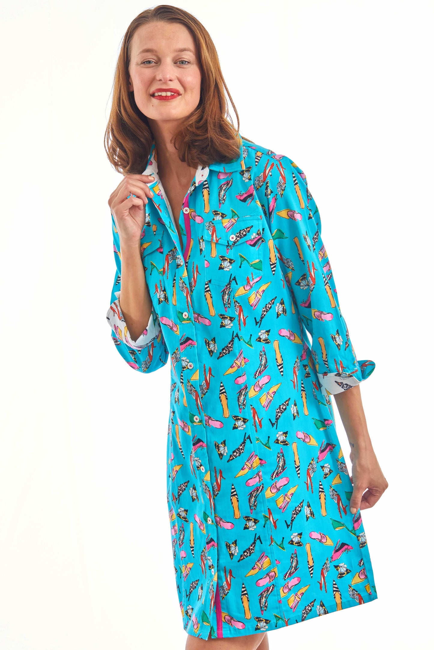 Sag Harbor Dress Turquoise Shoe Print