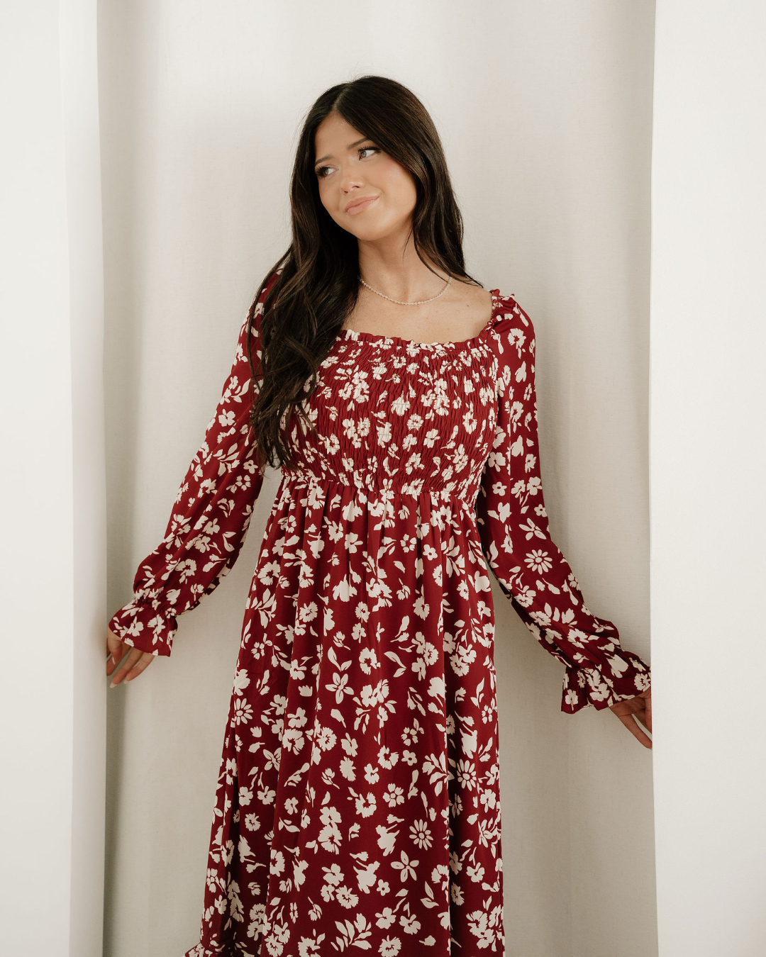 Lydia Sleeve Square Neck Smocked Maxi Dress