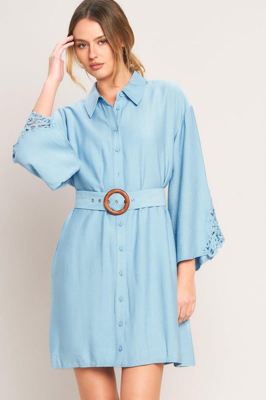 AZURE COAST WOVEN MINI DRESS