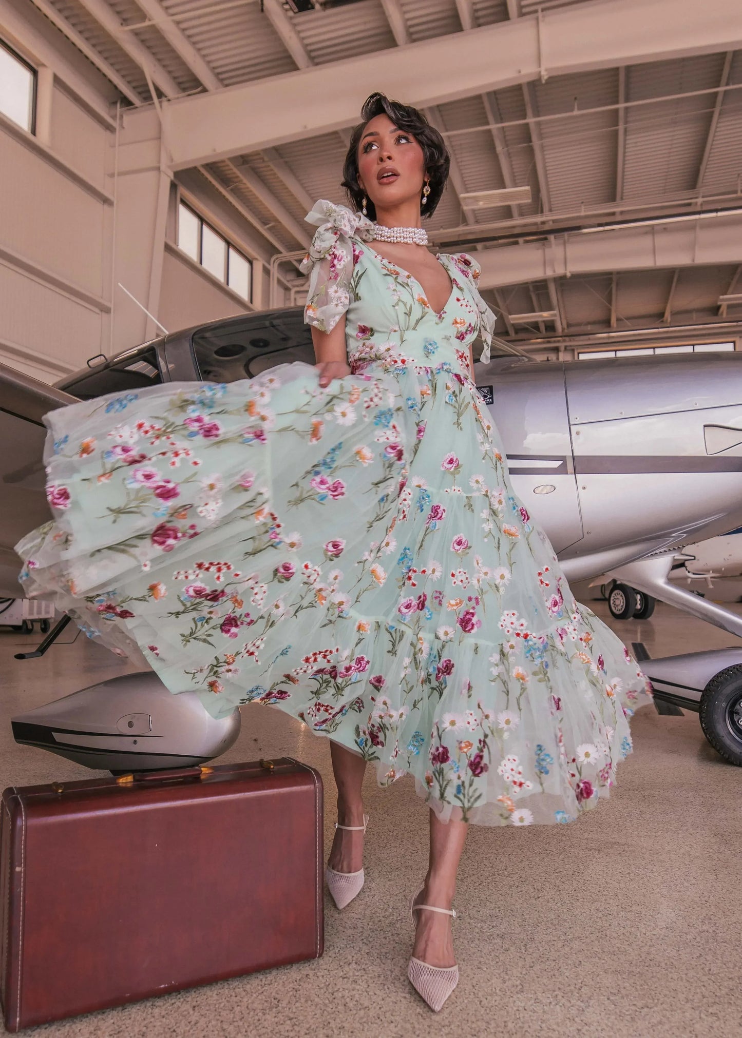 Margaret Floral Midi Dress Green